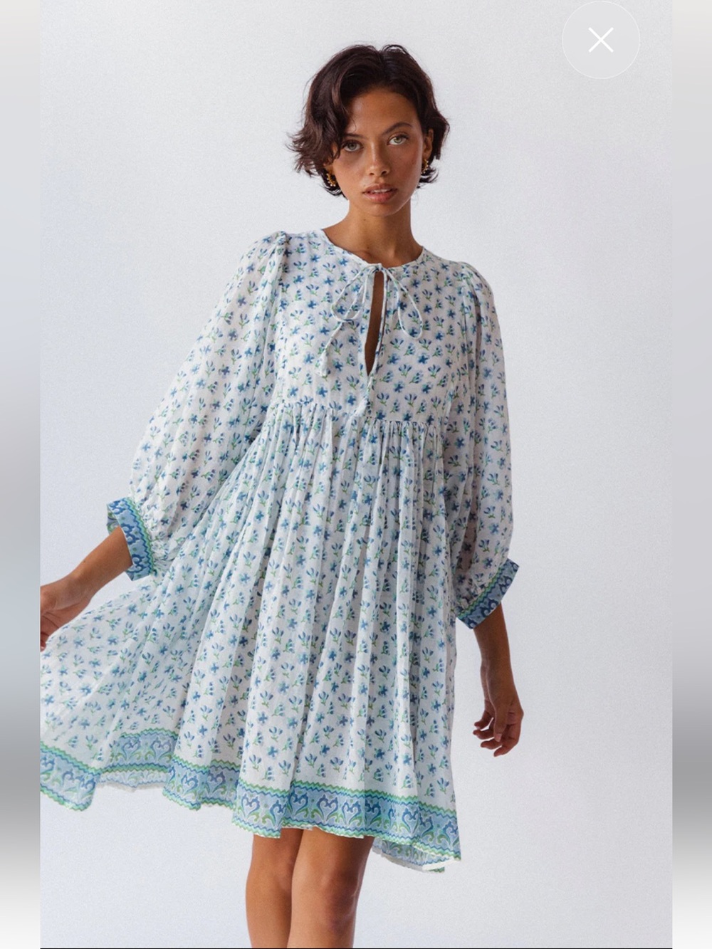 NWT: Daughters of India Kyra Mini Dress Azure Cotton XL Sold Out Jasmine Flower